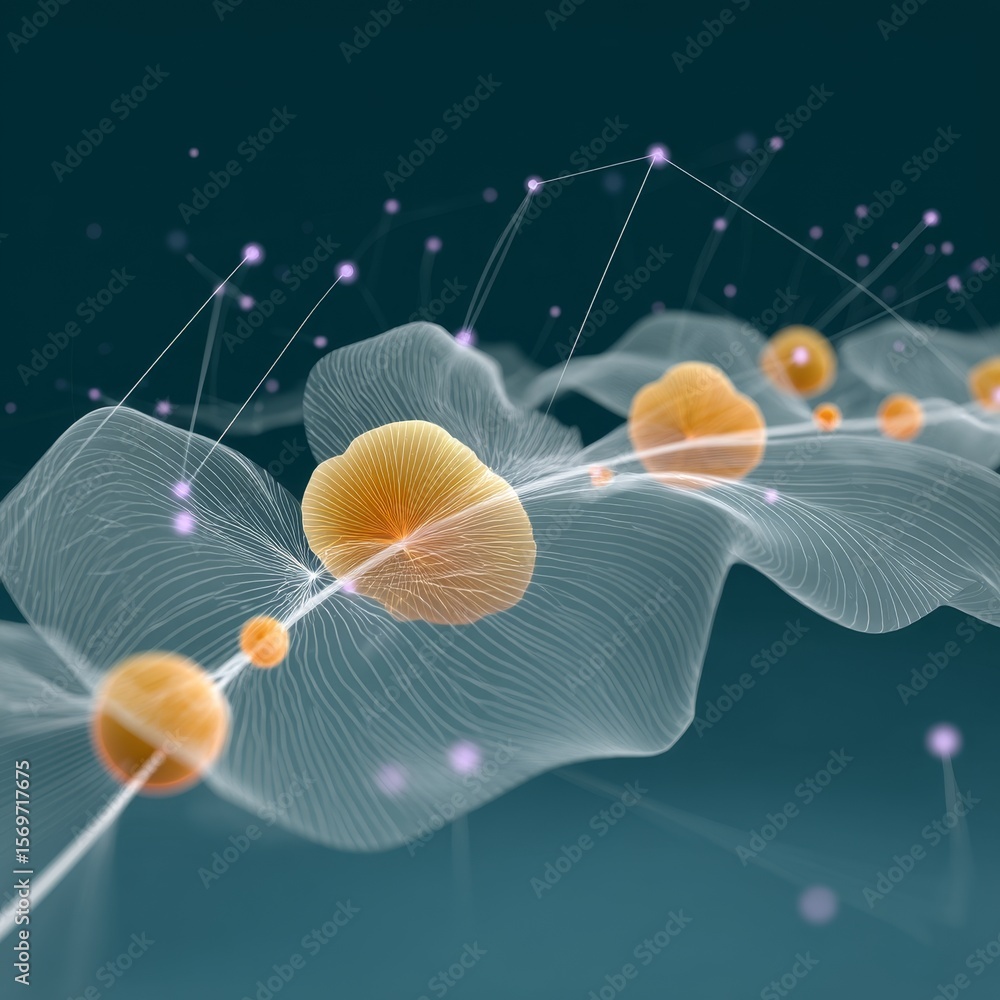 Poster biodigital interface with organic visualizations science lab digital artwork futuristic environment 