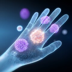 Biotech innovations showcased transparent ui interface with deep learning concepts science laboratory environment closeup view