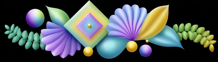 Futuristic design illustration of colorful shapes digital space art abstract vibrant creative concept