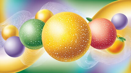 Dynamic futurism design illustration of colorful spheres abstract environment vibrant background artistic viewpoint