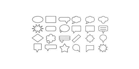 Print  Set of vector speech bubble labels. Retro color special offer design elements, chat emblem, black callout