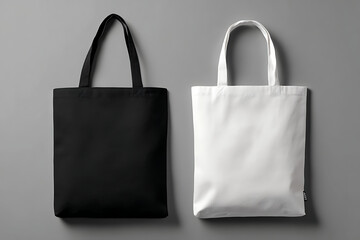 Blank Black and White Tote Bags for Branding Mockup