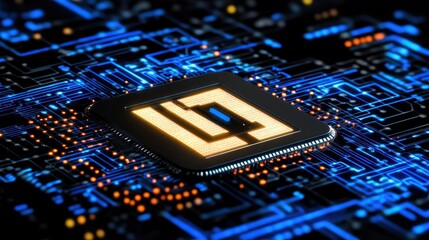 Circuit Board with Illuminated Processor Chip