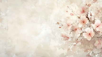 Watercolor Peach Blossoms Spring.