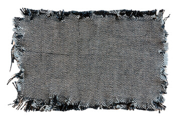 Piece of torn denim on a white background. Denim texture
