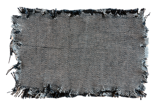 Piece of torn denim on a white background. Denim texture
