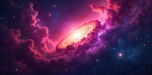 Majestic Milky Way Nebula Swirling Gas and Dust in Vibrant Hues, a Celestial Masterpiece for Astronomy, Space Exploration, and Cosmic Art