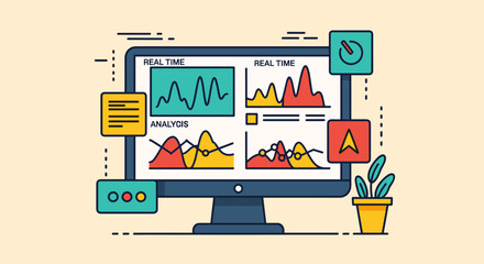Dynamic real time data analysis on a digital screen, showcasing data visualization, analytics and dashboard insights for strategic decision making