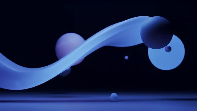 Futuristic 3D blue molecule shape in motion