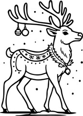 vector illustration of christmas reindeer, isolated on white