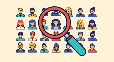 Human resources search showcasing talent acquisition, highlighting diverse people for employment opportunities, representing recruitment process and skill