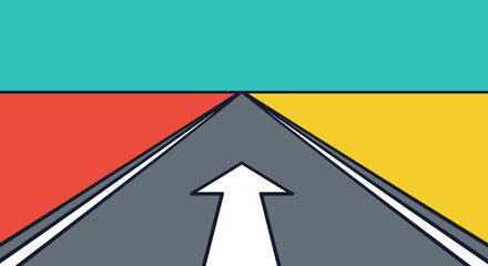 An abstract road depicting direction showcasing strategy, emphasizing future vision, innovative growth, and success with vibrant colors for motivation