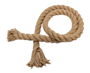 Jute. Twisted linen rope on a white background. Rope