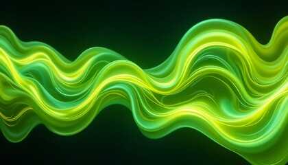 Vibrant abstract green and yellow Serpentine - Bioluminescent Flow in Chromatic Suspension AI-Generated