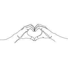 Fototapeta premium Hands forming a heart shape in a minimalist line drawing 