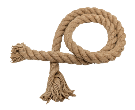 Jute. Twisted linen rope on a white background. Rope