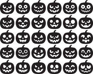 Spooky Halloween Pumpkin Faces Collection