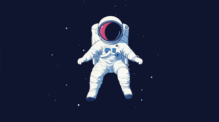 Futuristic Colored Astronaut Vector Illustration in Simple Flat Style