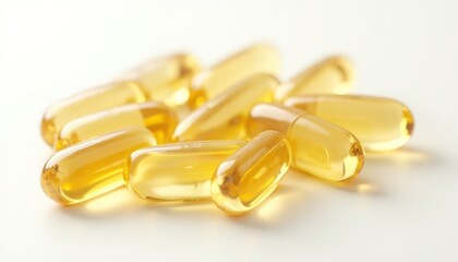 Yellow Softgel Capsules on White Background

