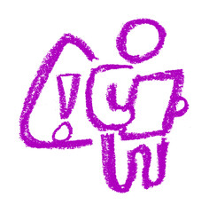 Warning Read Instructions Icon Crayon Chalk Drawing Vector