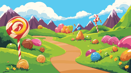 Colorful Candy Land Game Background Vector Illustration for Designs
