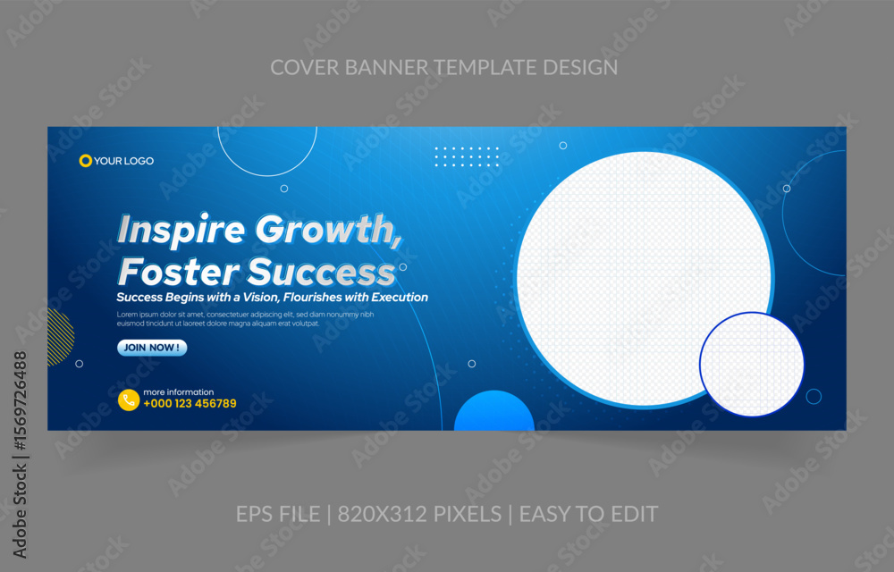 Poster abstract background template business banner with image space replacement for social media and websi