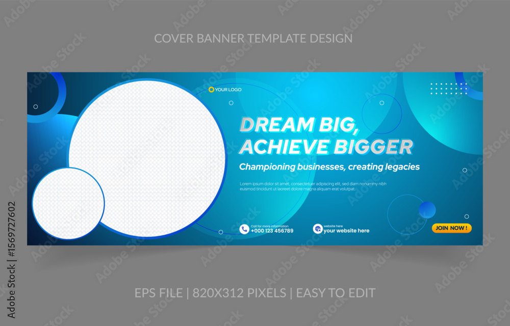 Poster abstract background template business banner with image space replacement for social media and websi