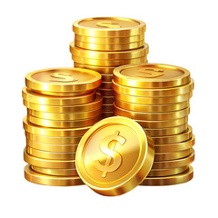 Vector golden coins stacked for money and casino theme perfectly isolated for digital visuals
