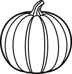 Simple line art drawing of a pumpkin vector illustration