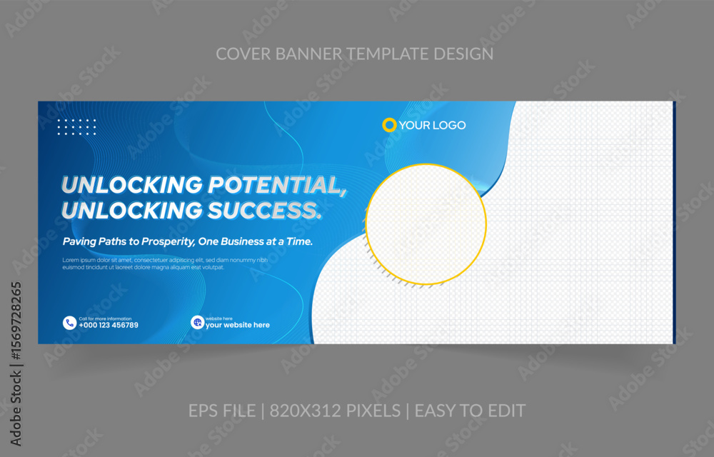 Poster abstract background template business banner with image space replacement for social media and websi