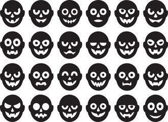Collection of Spooky Halloween Faces