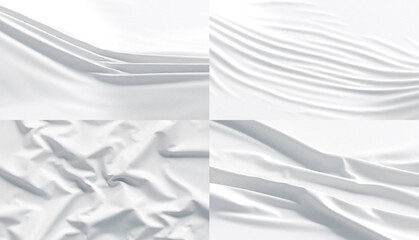 Obraz premium White fabric material crumpled mockup, different types and views