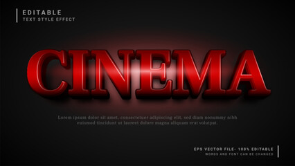 Cinema red black 3d editable text effect