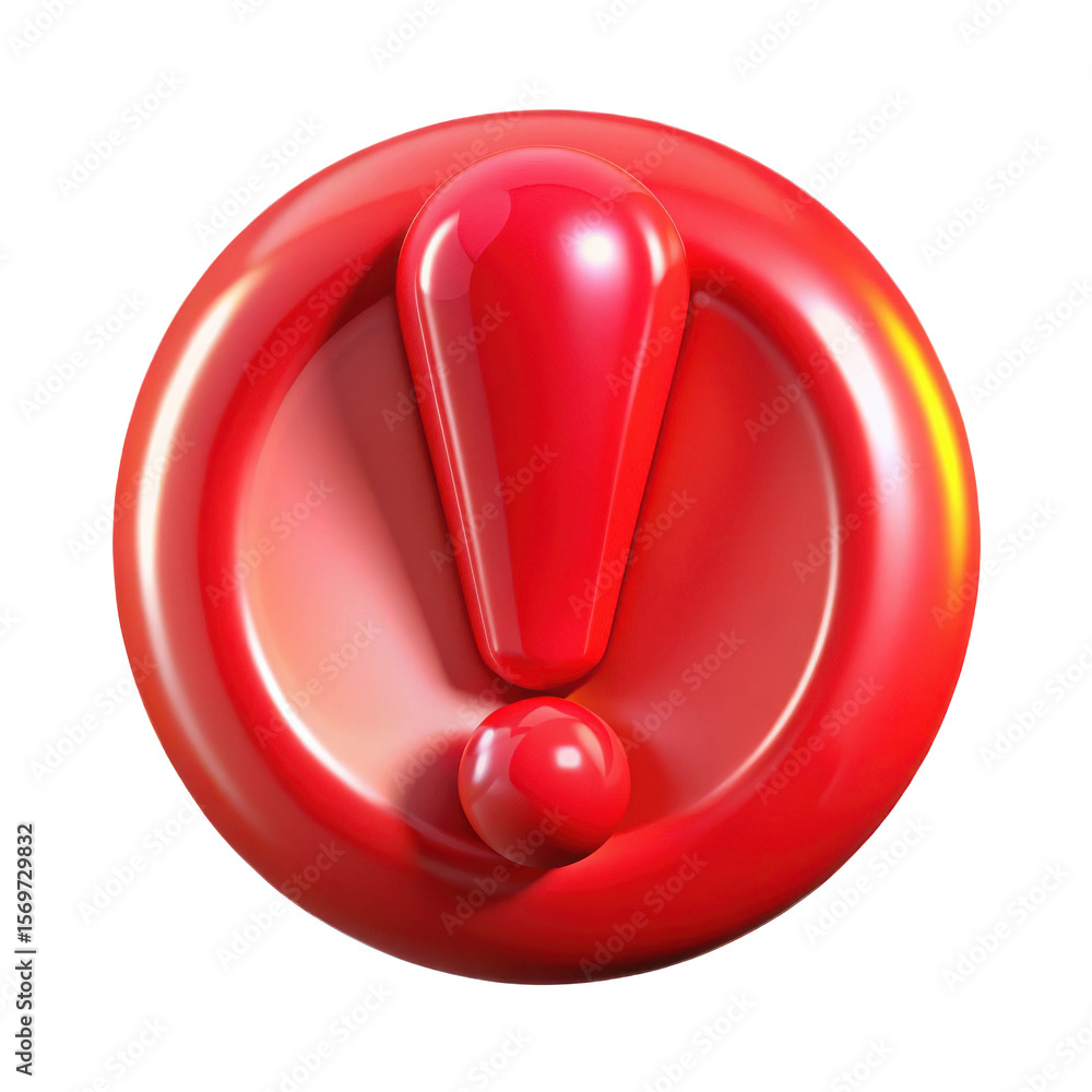 Poster red alert warning sign exclamation point icon attention error danger caution problem notification sy
