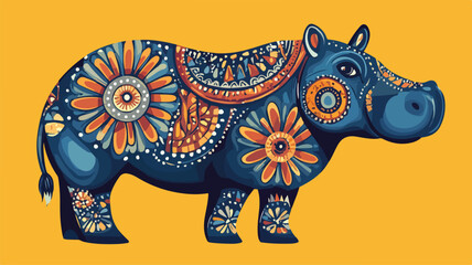 Fototapeta premium Mandala Hippopotamus Simple Flat Vector Isolated