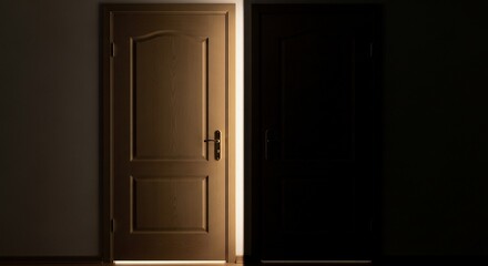 Fototapeta premium Light and Dark Doors: Contrasting Realities, Hope and Mystery