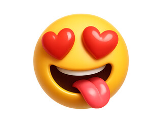 3D Love Eyes Tongue Out Emoji Icon isolated on transparent background