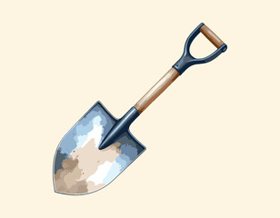 Vector Illustration of a Garden Shovel with Wooden Handle