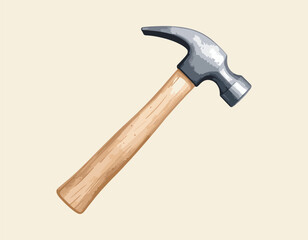 Vector Illustration of a Classic Claw Hammer with Wooden Handle