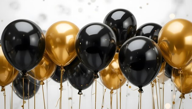 Black and gold helium balloons 