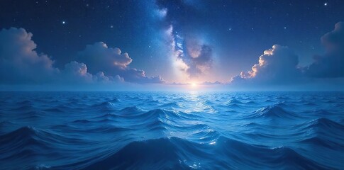 Ethereal Celestial Waters Stars Reflecting on a Calm Ocean, Inspiring Serenity and Wonder