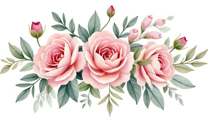 Fototapeta premium Beautiful bouquet of pink roses. Represents love, romance, beauty, or celebration. Elegant and classic.