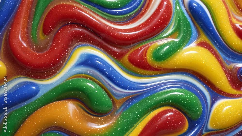 Poster colorful swirls: a vibrant abstract of glossy, multi-colored swirls creates a dynamic and mesmerizin