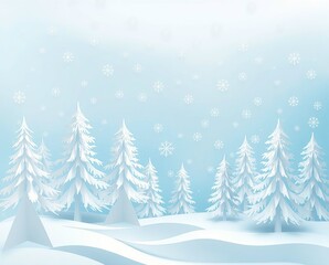 Magical Paper Cut Winter Wonderland Scene with Snowflakes, Gift Boxes, Snowy Trees, and Teal Blue Background &ndash; Handcrafted Holiday Art for Christmas, Greeting Cards, and Posters. 