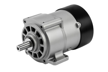 Silver electric motor with black cap isolated on transparent background
