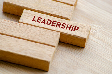 Leadership words arranged on wooden blocks, reminding us of the principles and practices that...