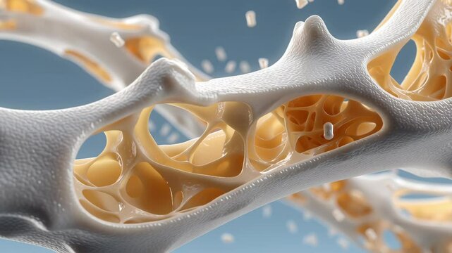 Bone strength revealed through detailed porous structure close up anatomy showing medical health benefits of strong dense bone tissue durability