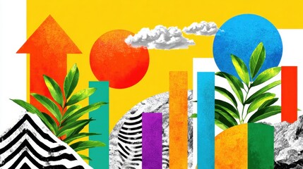 Obraz premium Chaos in Promotion: Creative Summer Sale Collage with Textures, Discounts, and Copy Space in a Conceptual Layout