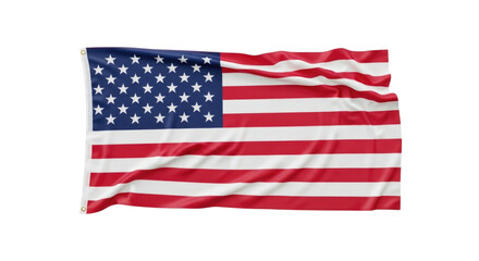 Obraz premium American flag waving in the wind, symbolizing freedom and patriotism, isolated on transparent background, cutout png
