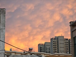 Obraz premium sunset over the city